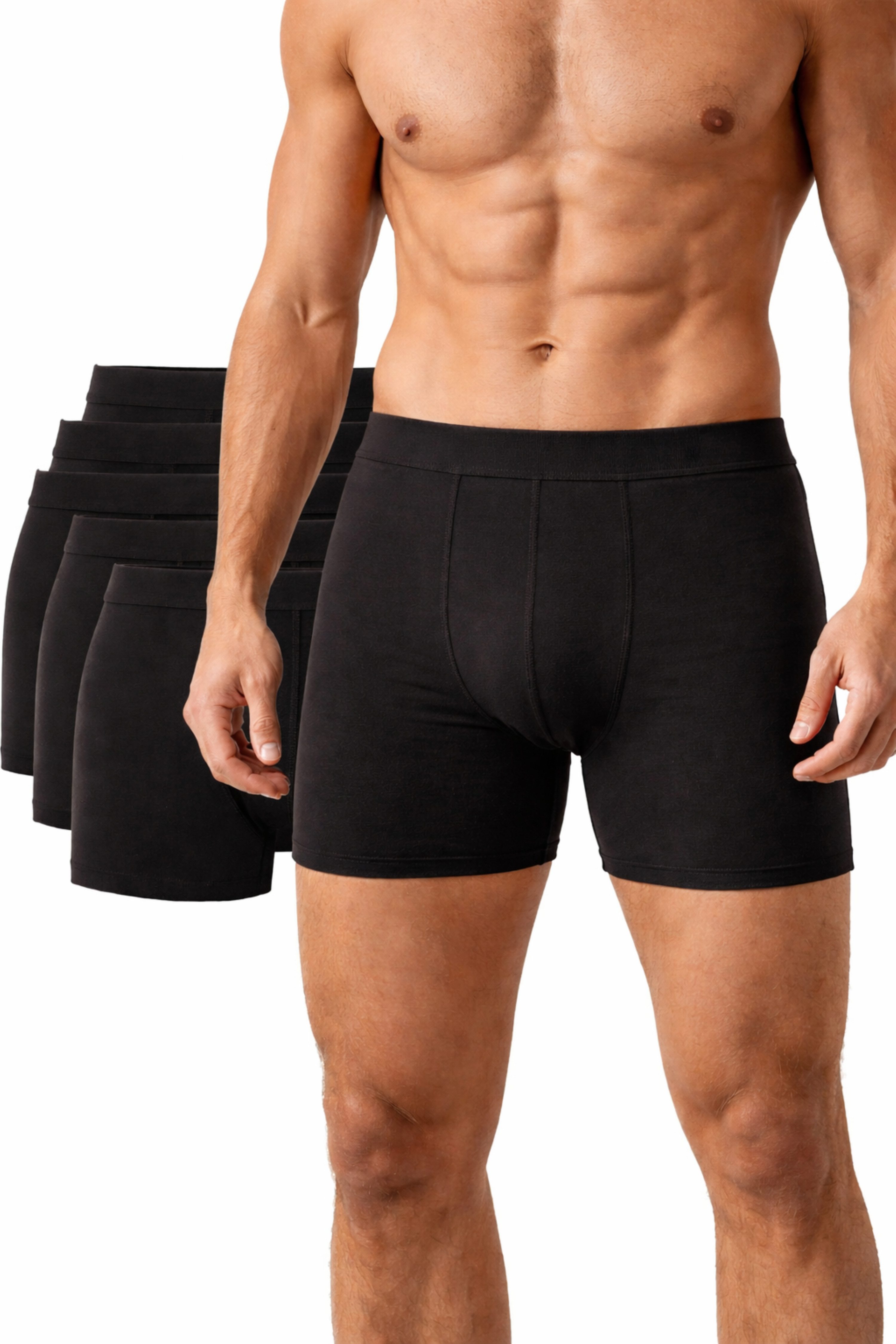 Berrak Boxershorts Herren Baumwolle Unterhosen langes Bein Schwarz 10er Pack (Spar-Set, 10-St., 10er-Pack) Premium Qualität A1125 – Bild 4 von 5