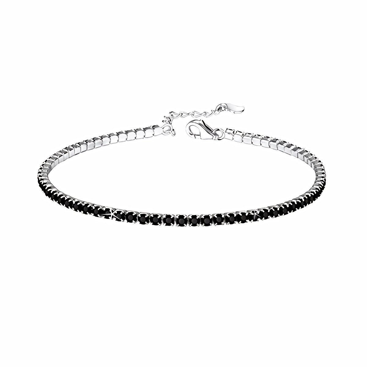 Order & Smile Schmuck Tennisarmband Tennis Armband Damen: schwarze Zirkonia Armkette aus 925 Silber