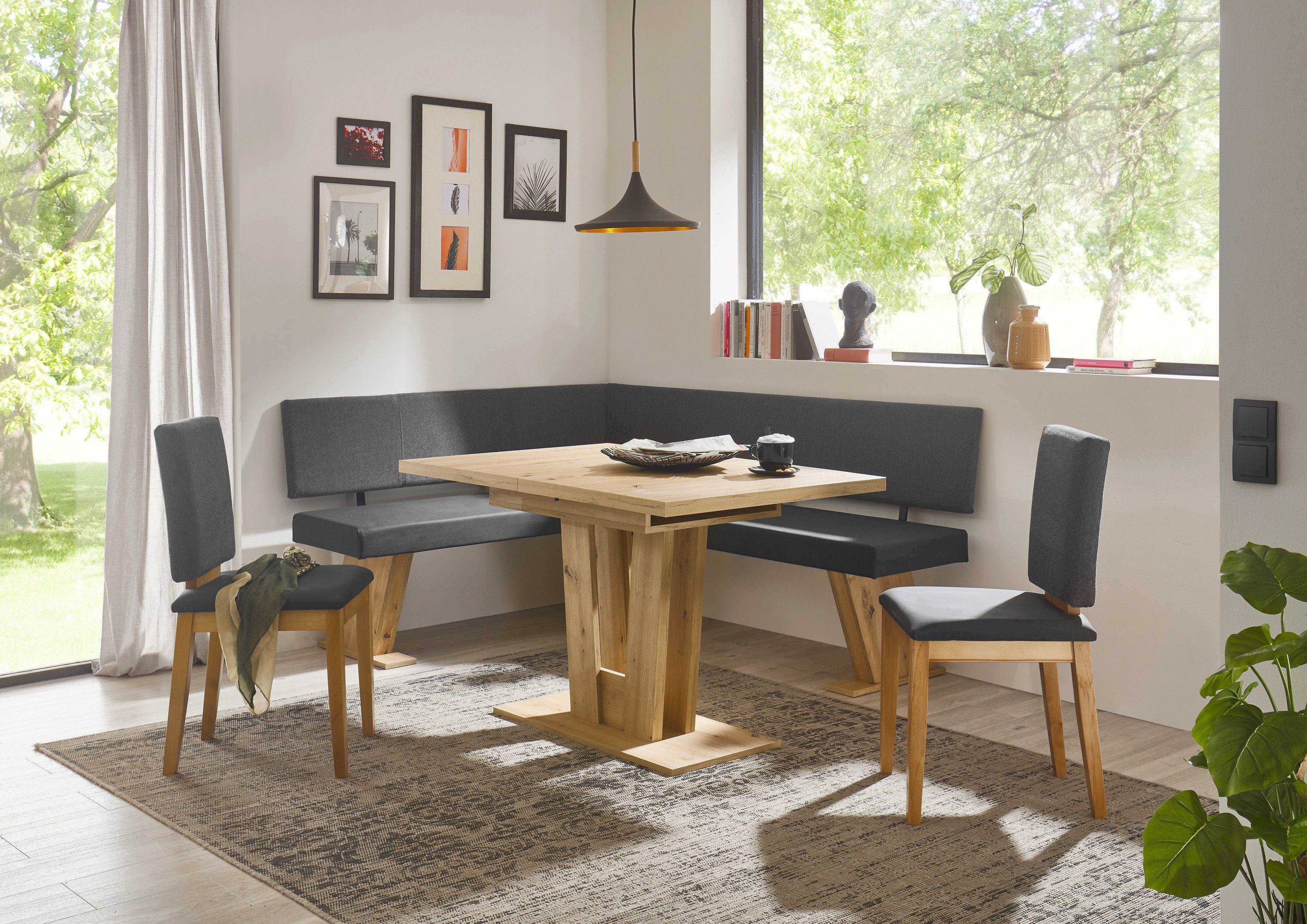 Stolebaenk Eckbankgruppe Venezia MAVE Rechts Artisan 190, (Eckbank Set, 1xEckbank, 1xTisch, 2x Stuhl), ausziehbarer Tisch, innenliegende Einlage