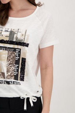 Monari T-Shirt Flammgarn Shirt mit Tunnelzug und Frontprint