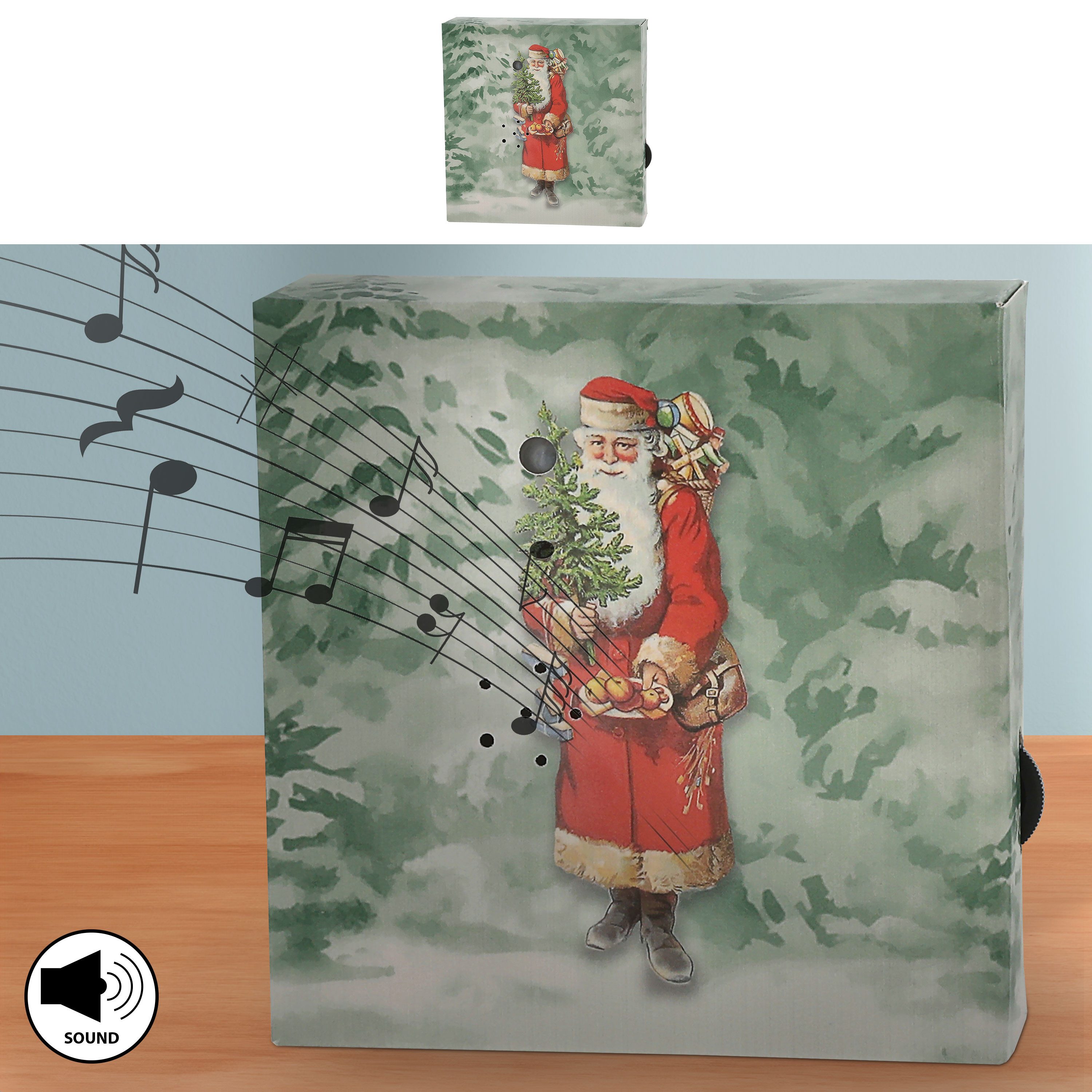CEPEWA Bewegungsmelder Soundbox 'Santa' 2 X-Mas Sounds Bewegungsmelder 12x12x3,5cm Pappe