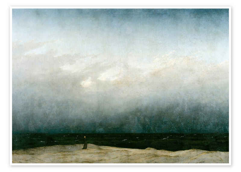 Posterlounge Poster Caspar David Friedrich, Der Mönch am Meer, Wohnzimmer Malerei