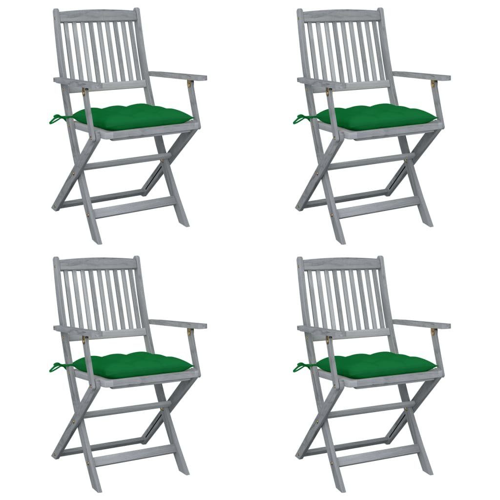 furnicato Gartenstuhl Klappbare Gartenstühle 4 Stk. mit Kissen Massivholz Akazie | Stühle