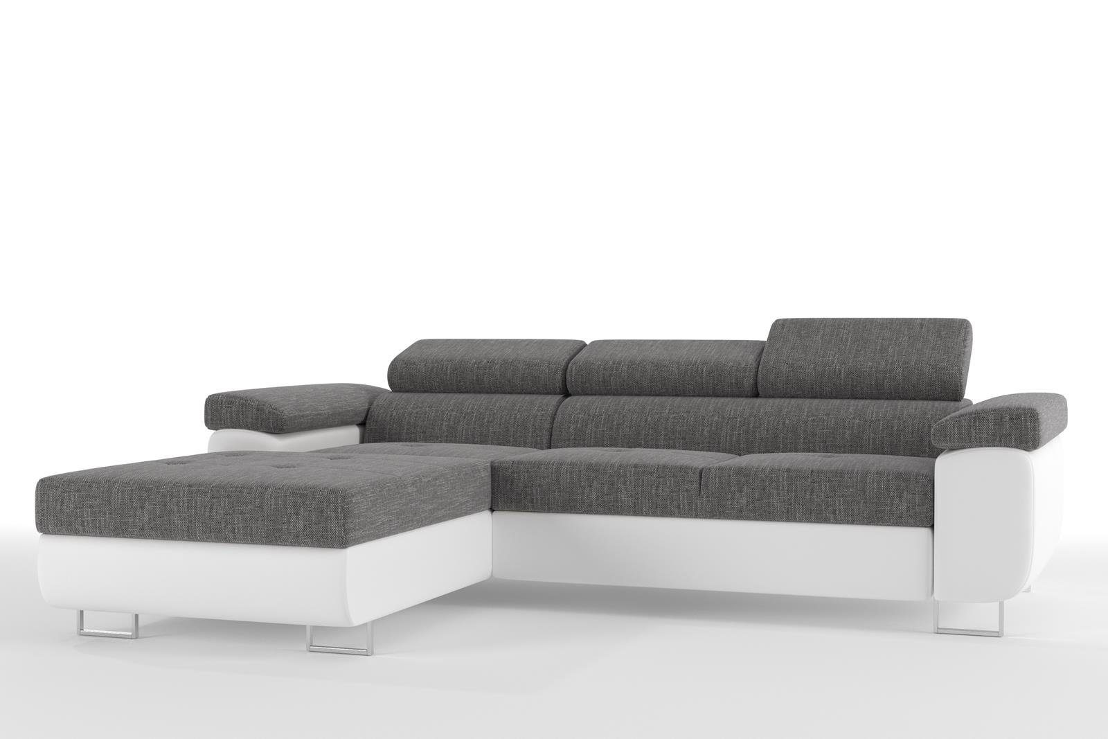 Beautysofa Ecksofa Alons, L-Form Polsterecke, mit Bettfunktion, mit Bettkasten, Wellenunterfederung