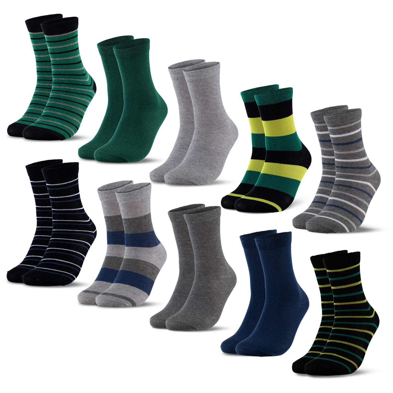 OCCULTO Basicsocken Jungen & Mädchen Bunte Socken 10er Pack (Modell: Estilo) (10-Paar)