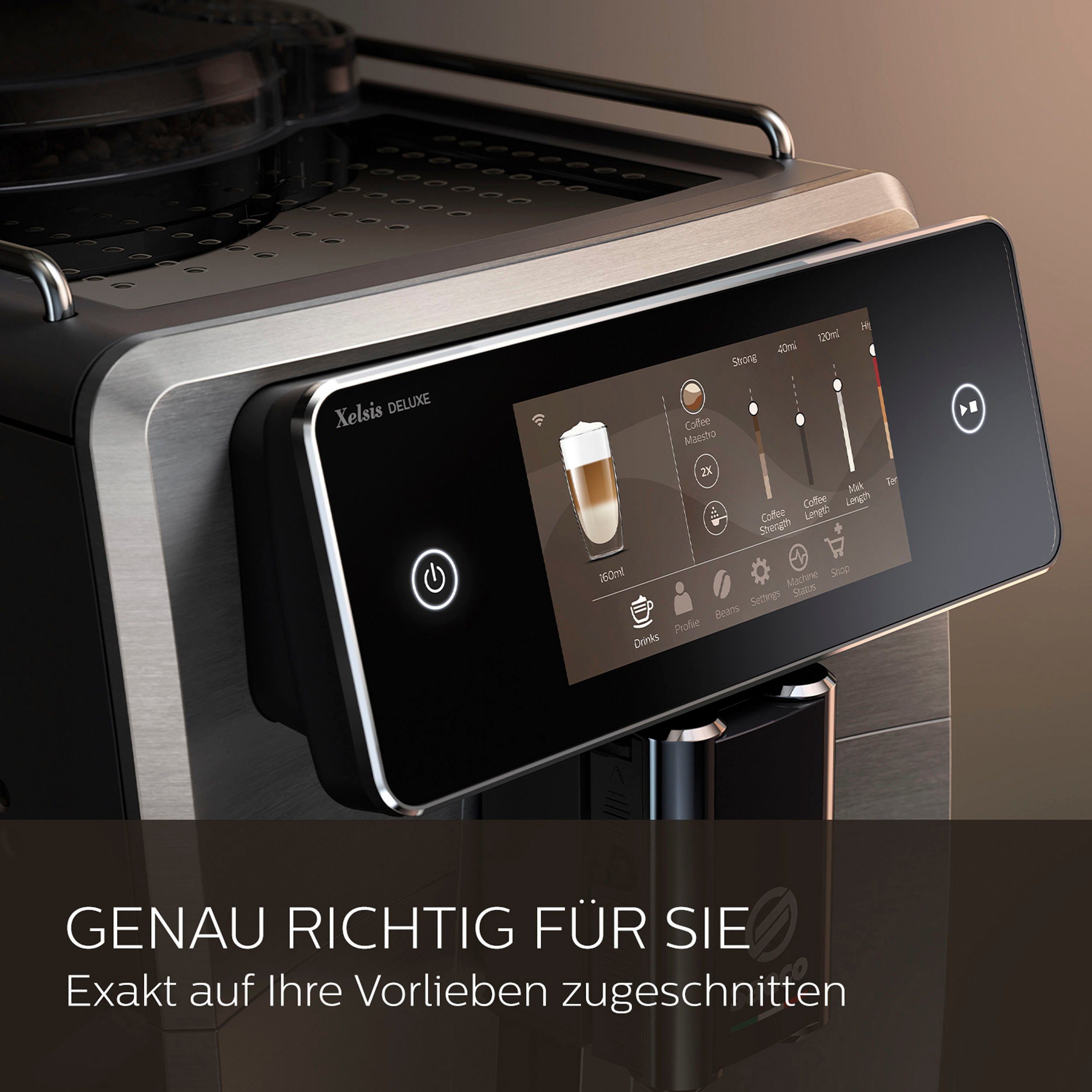Saeco Kaffeevollautomat Xelsis Deluxe SM8785/00, Kaffeespezialitäten, und 8 22 Touchscreen mit für Benutzerprofilen 5"