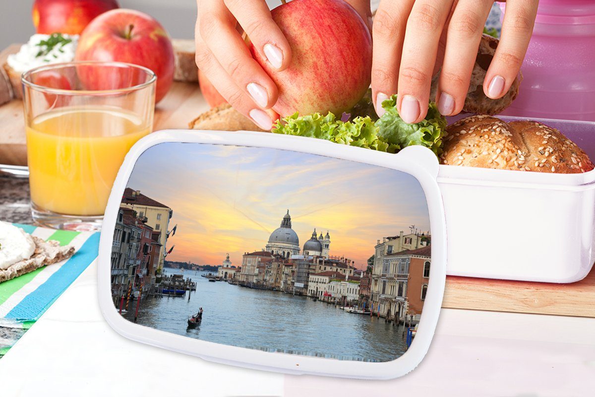 MuchoWow Lunchbox Italien - Sonnenuntergang Kunststoff, Kinder und Brotdose, Jungs weiß Mädchen und Venedig, Erwachsene, (2-tlg), - Brotbox für für