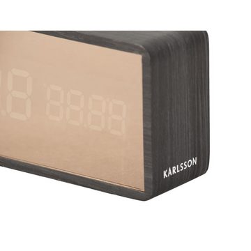 Karlsson Uhr Wecker Copper Mirror LED Black Wood Veneer