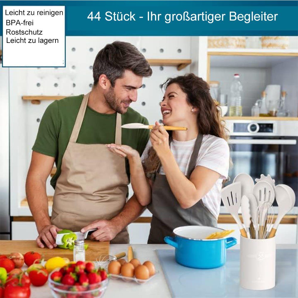 NUODWELL Pfannenwender 44-teiliges hitzebeständiges Küchenutensilien-Spatel-Set
