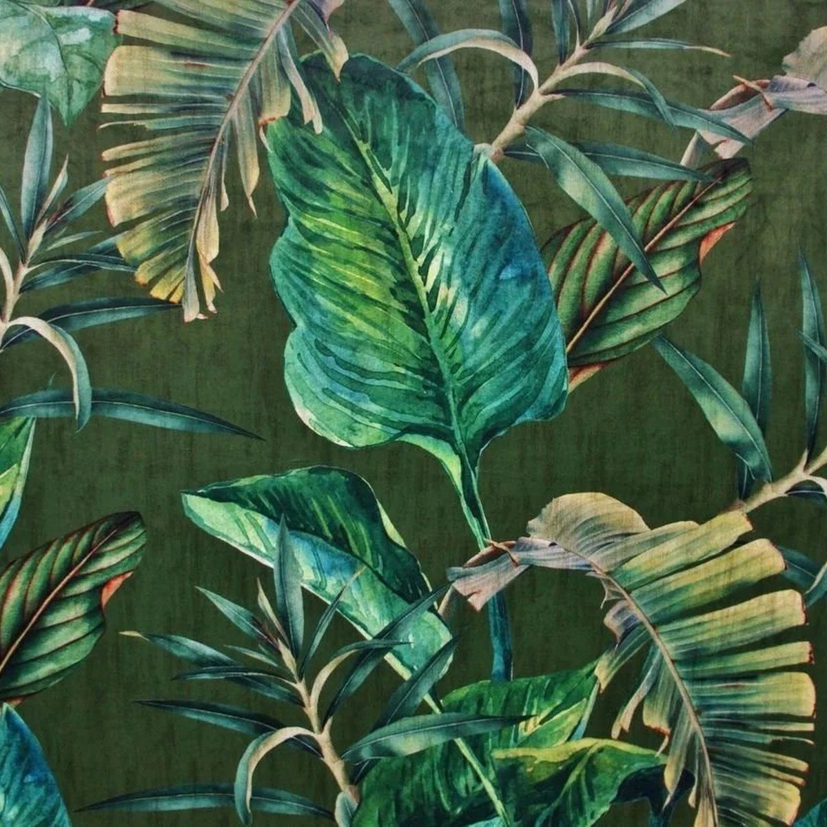 Stofferia Stoff Polsterstoff Samt-Digitaldruck Rainforest Green, Breite 145 cm, Meterware