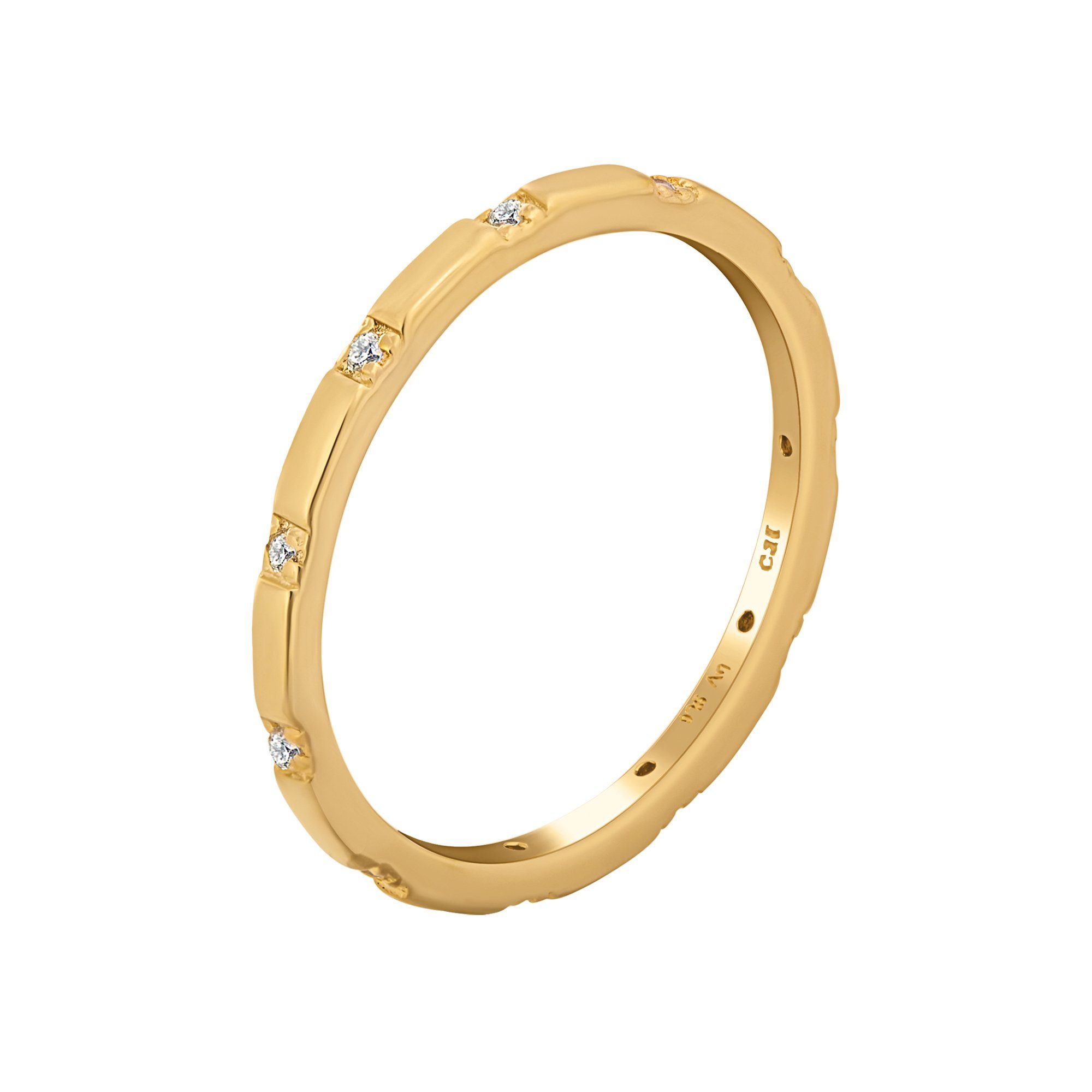 Fingerring 925 Silber vergoldet mit Zirkonia Stacking