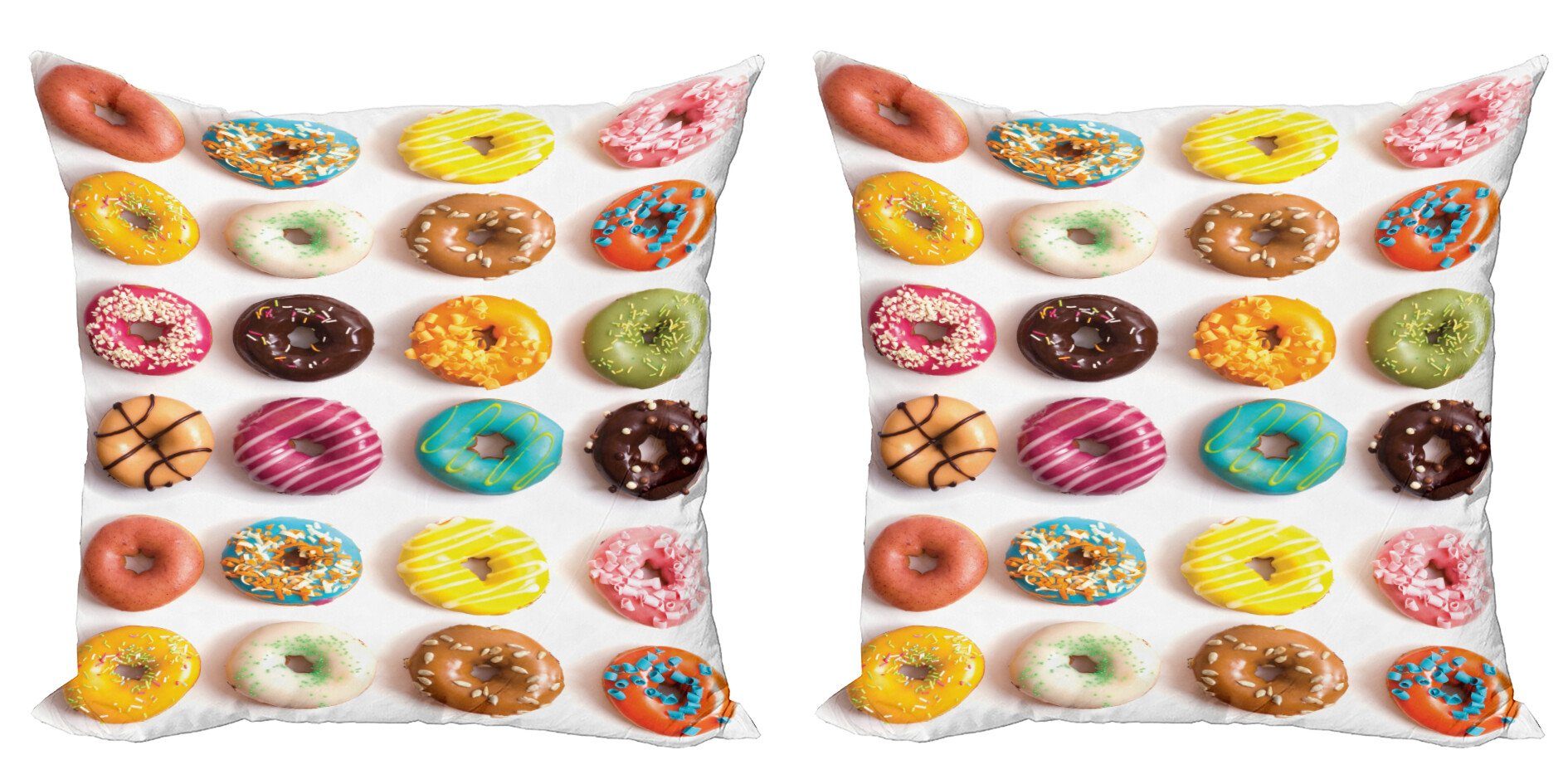 Kissenbezüge Modern Accent Doppelseitiger Stück), (2 bunte Abakuhaus Donuts Leckere Dessert Digitaldruck