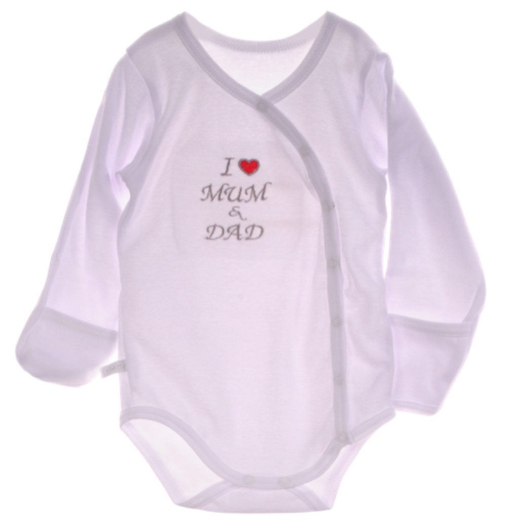 La Bortini Wickelbody Wickelbody mit Kratzschutz Baby Langarmbody in Weiß aus reiner Baumwolle, 44 50 56 62 68 74 80 86 92 98 104