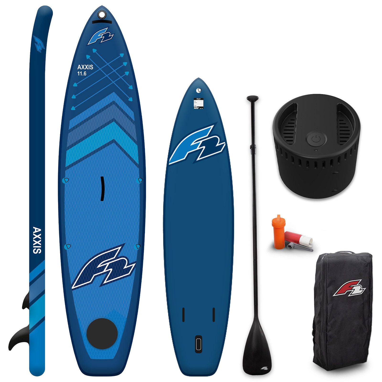 F2 SUP-Board F2 Stand up Paddle Board AXXIS SMART SUP mit E-Pumpe 11,6 Navy 2024, Stand up paddle board