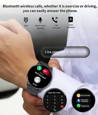 Niolina Smartwatch (1,32 Zoll, Android iOS), HD Bildschirm Fitnessuhr Anruf Schrittzähler Schlafmonitor Sportuhr