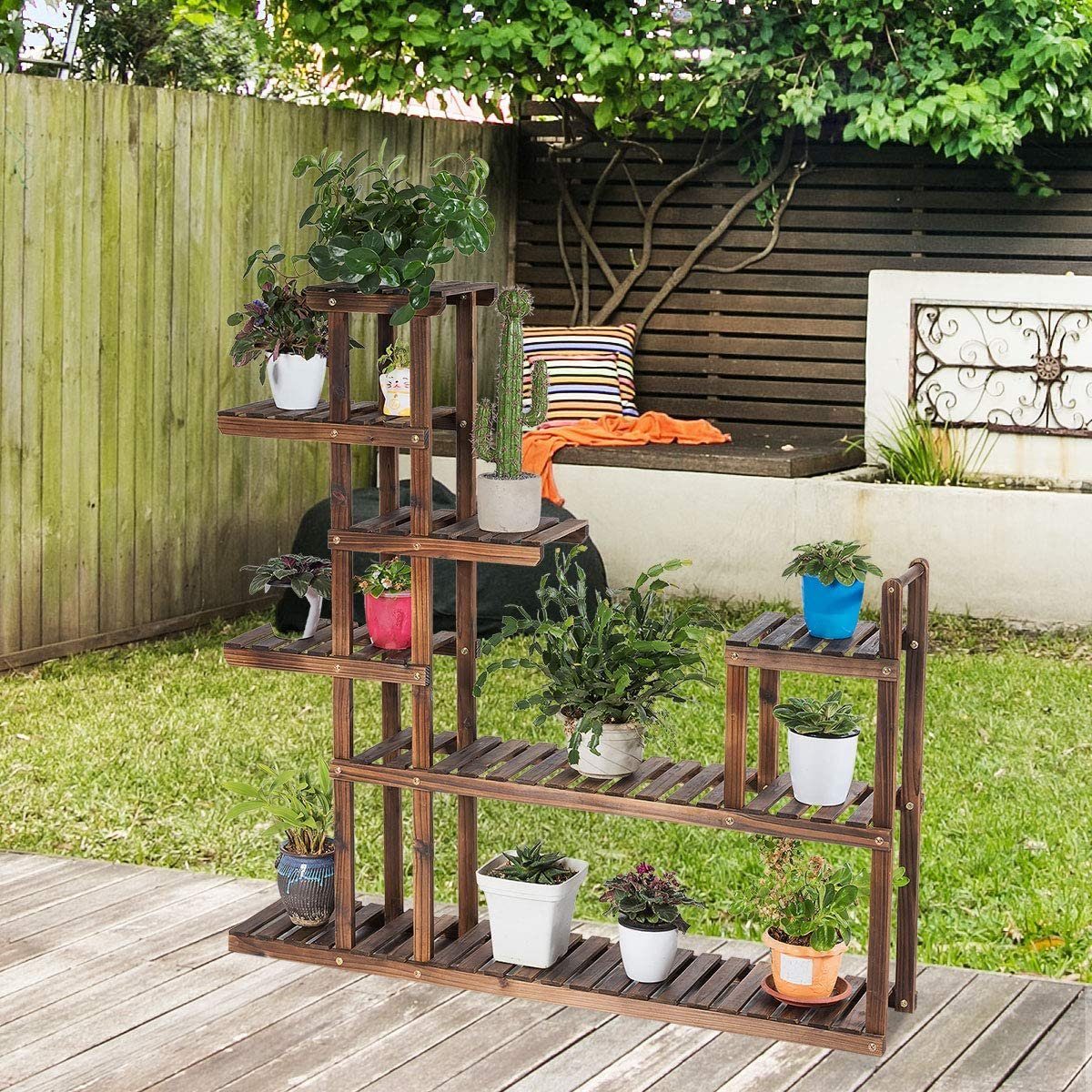 COSTWAY Nachttisch, 7 Etagen Pflanzenregal, Holz, günstig online kaufen