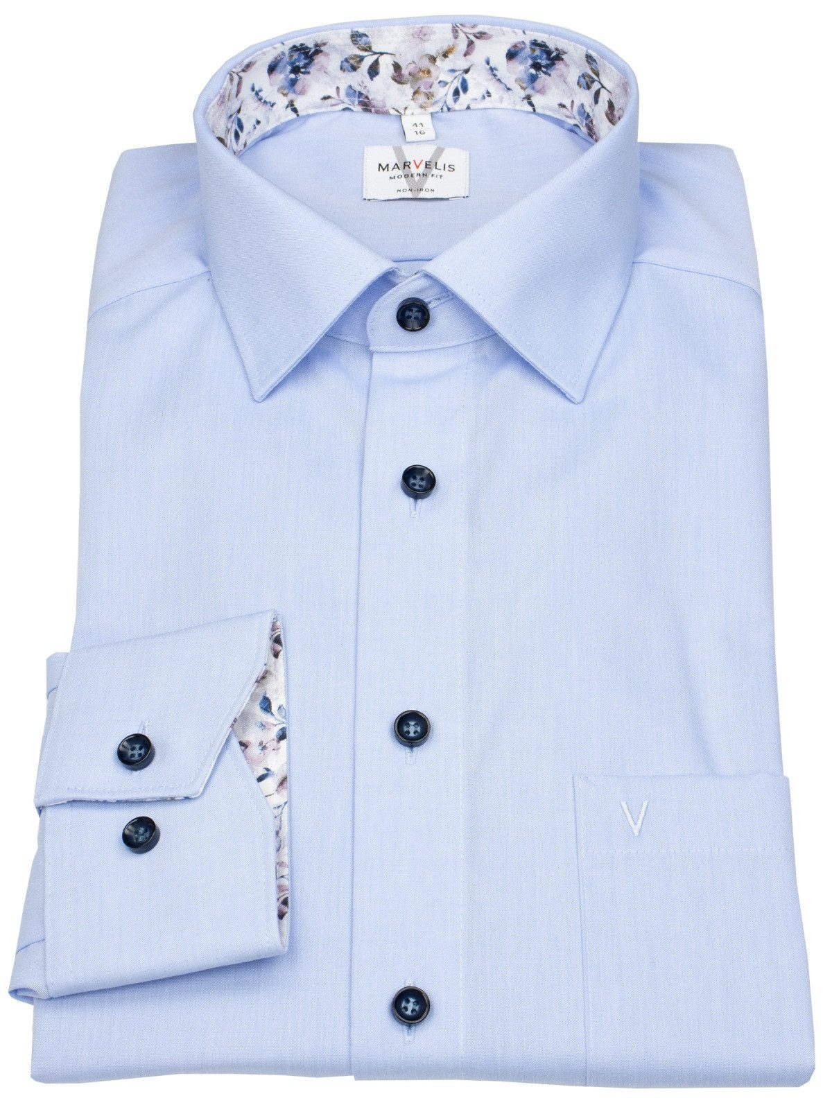 MARVELIS Businesshemd Modern Fit extra langer Arm leicht tailliert bügelfre günstig online kaufen