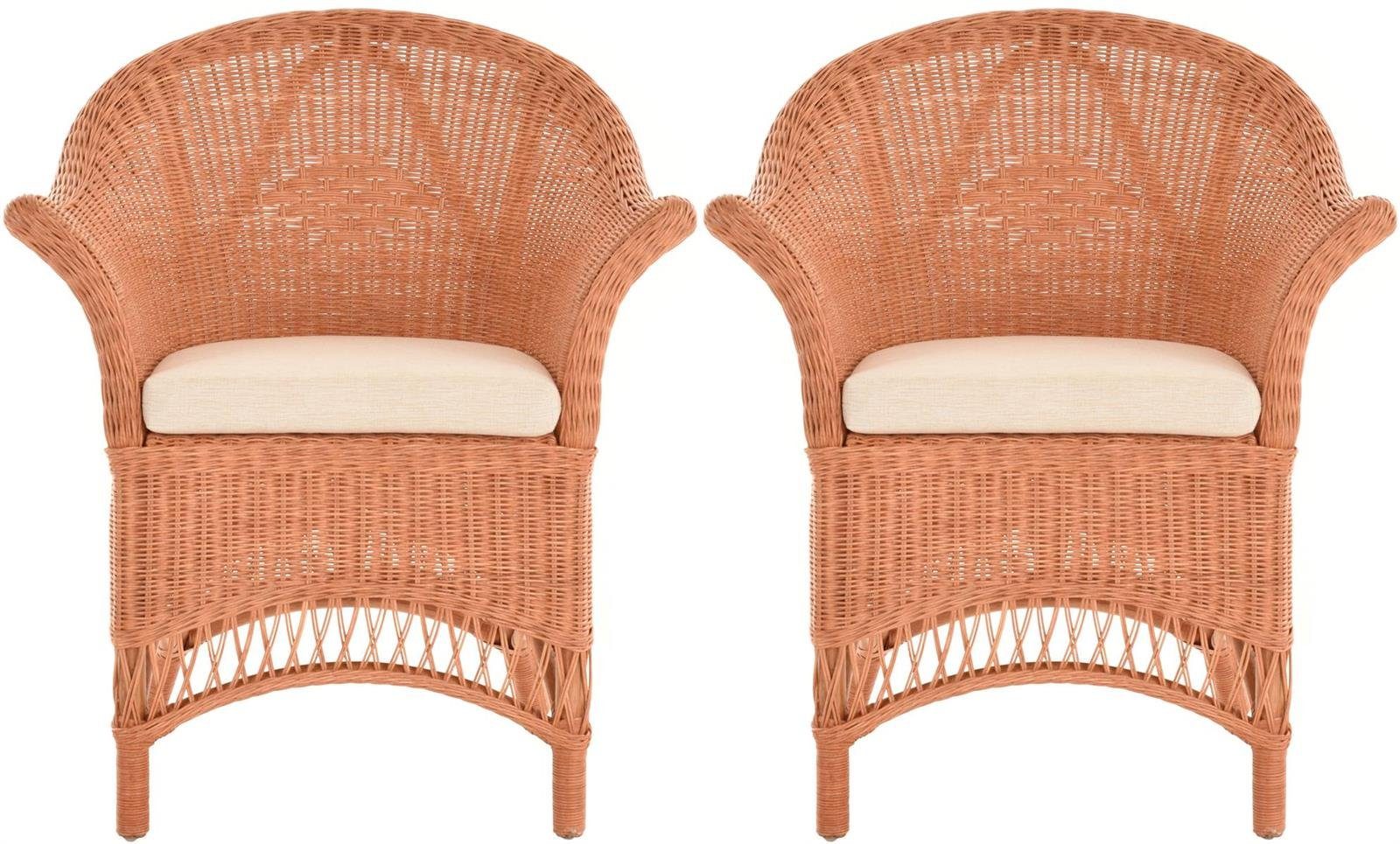 Krines Home Loungesessel 2er Set Extra breiter Rattansessel Landhaus