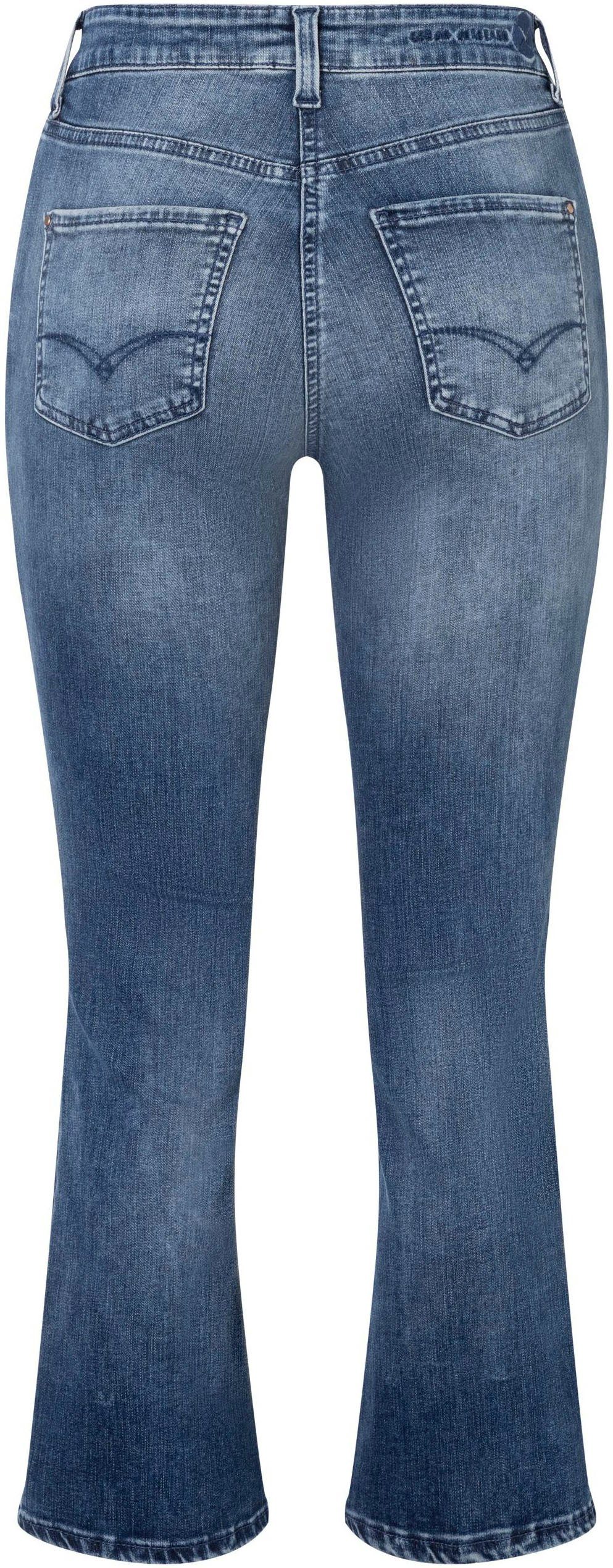blue ausgestellt verkürzt Saum leicht MAC Dream washed und Kick modisch dark 3/4-Jeans