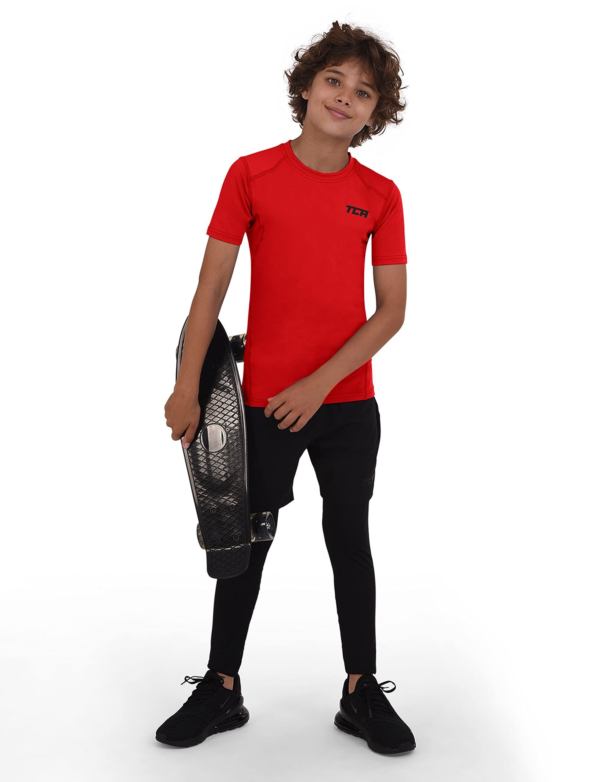 TCA - HyperFusion Sportshirt, elastisch kurzärmlig, Herren Funktionsunterhemd TCA Rot