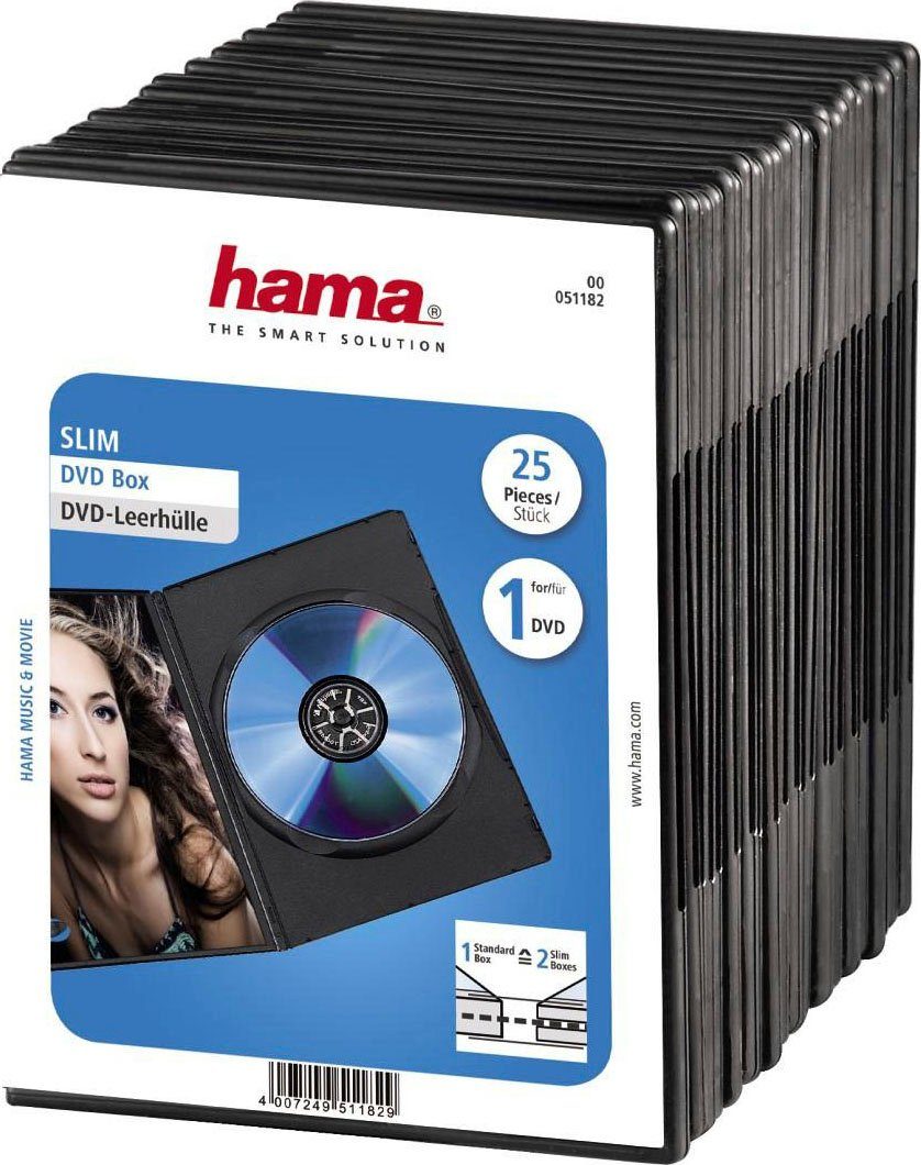 Hama DVD-Hülle DVD-Leerhülle Slim, 25er-Pack, Schwarz Schutzhülle