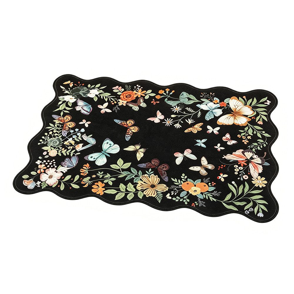 Agger Fußmatte Eingangsbereich, waschbar, mit floralem Muster, rutschfest, Boho-Stil, weicher Low-Pile-Flor, ideal für Küche, Eingang, Schlafzimmer