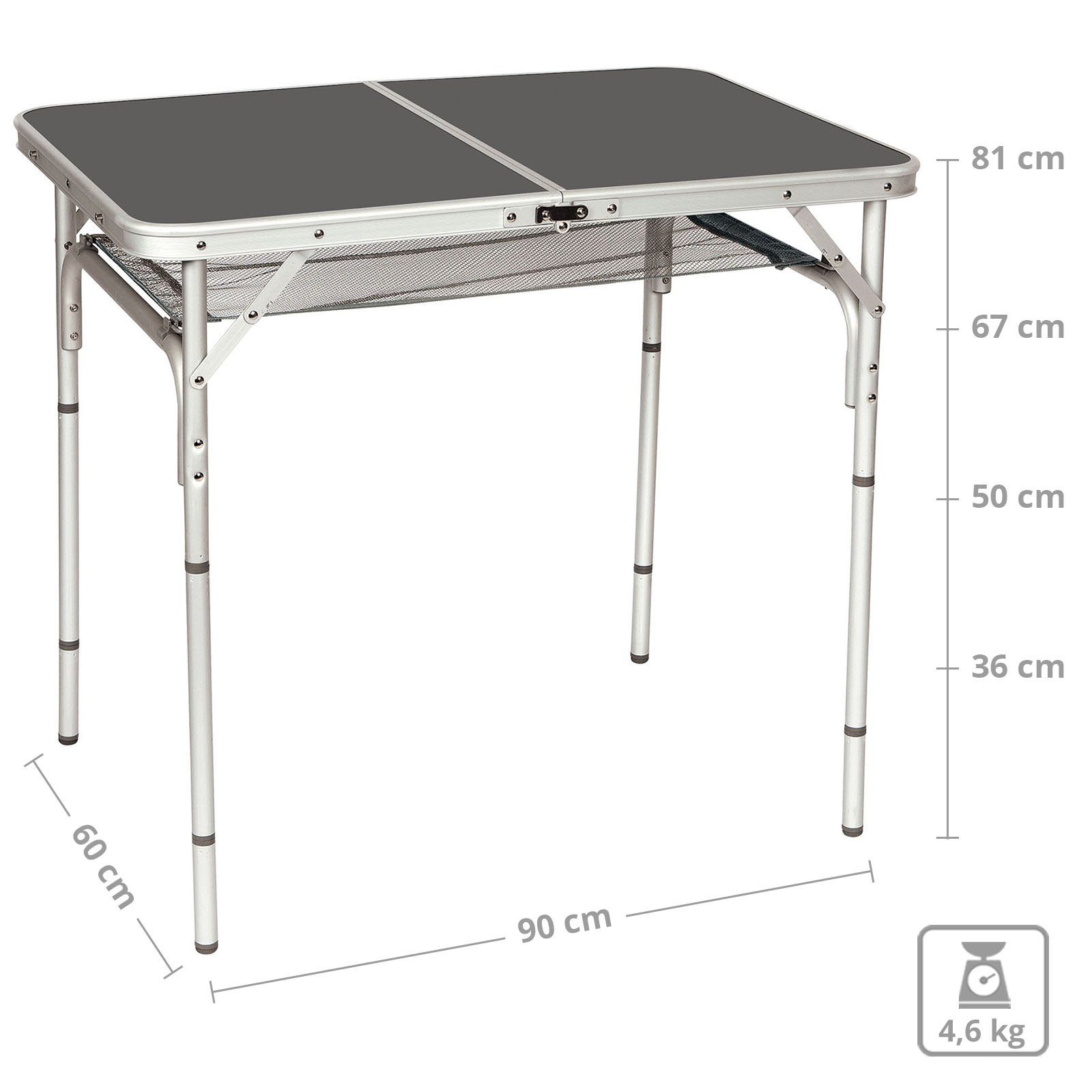 Alu Koffertisch 4 Bo-Camp Campingtisch Campingtisch Beistelltisch, Klapptisch Falttisch Höhen