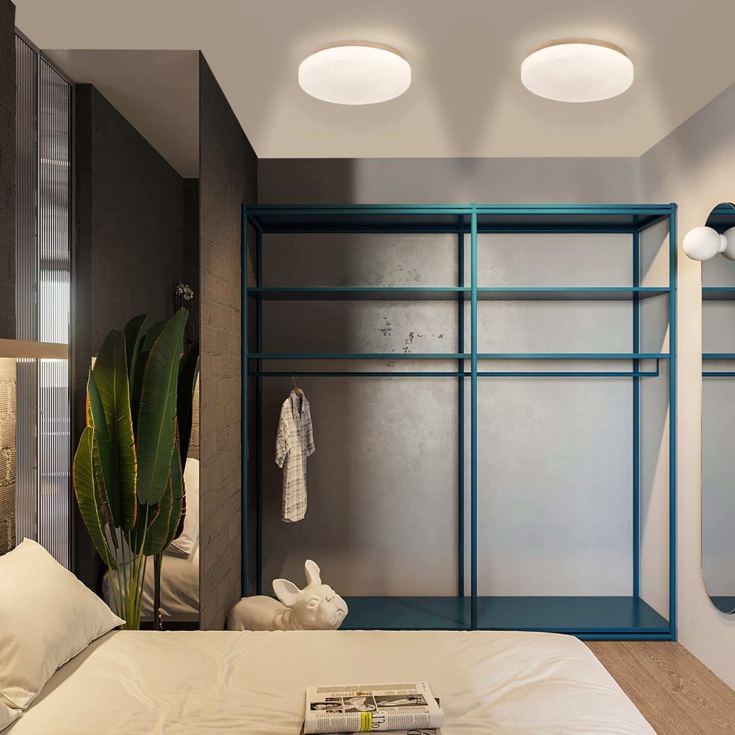ZMH Deckenleuchte Modern integriert, Küche fest Runde LED Tageslichtweiß, glitzer klein 15W Flurlampe Schlafzimmer Büro