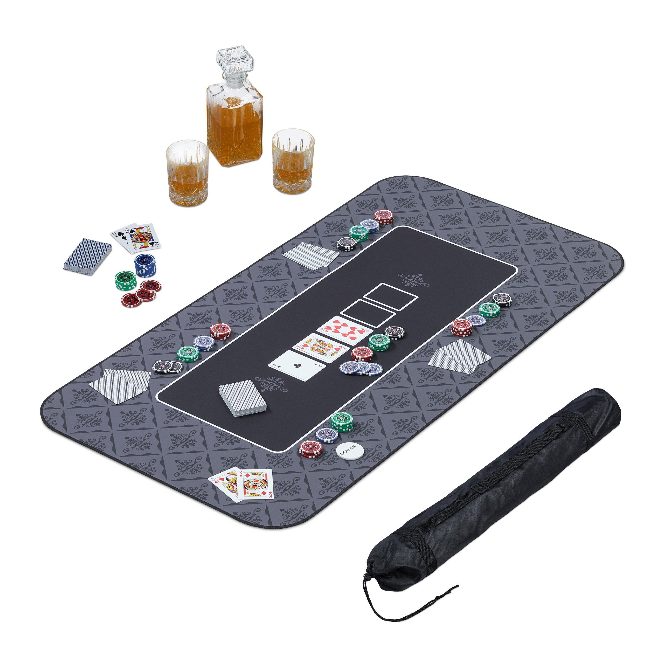 relaxdays Spieltisch Pokermatte 120x60, schwarz günstig online kaufen