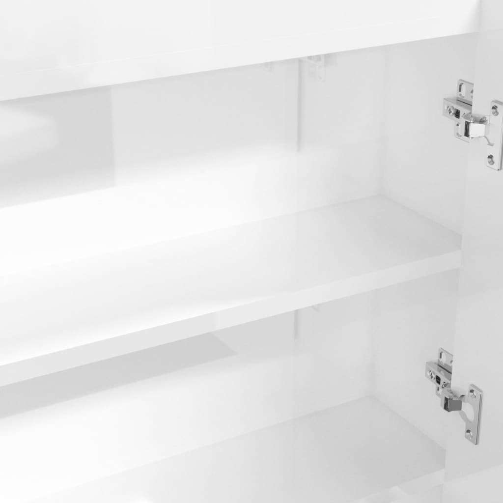 80x15x60 Spiegelschrank Bad cm (1-St) vidaXL Badezimmerspiegelschrank Glänzend MDF fürs Weiß Hochglanz-Weiß