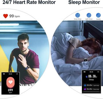 uaue Damen Herren Fitness Touchscreen Fitness Tracker, Smartwatch (1.69 Zoll, Andriod iOS), mit Pulsuhr Herzfrequenz Schlafmonitor Schrittzähler IP68 Wasserdicht