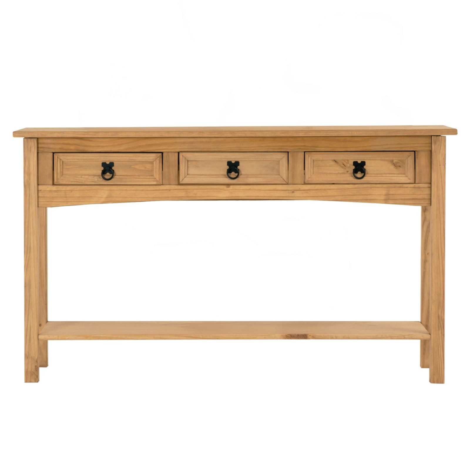 CARO-Möbel Konsolentisch SALSA, Schmaler Flurtisch mit 3 Schubladen und Ablage, Landhausstil natur