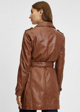 Gipsy Lederjacke GWLailah Echtleder Damen Trenchcoat Ledermantel Mantel Lammnappa cognac