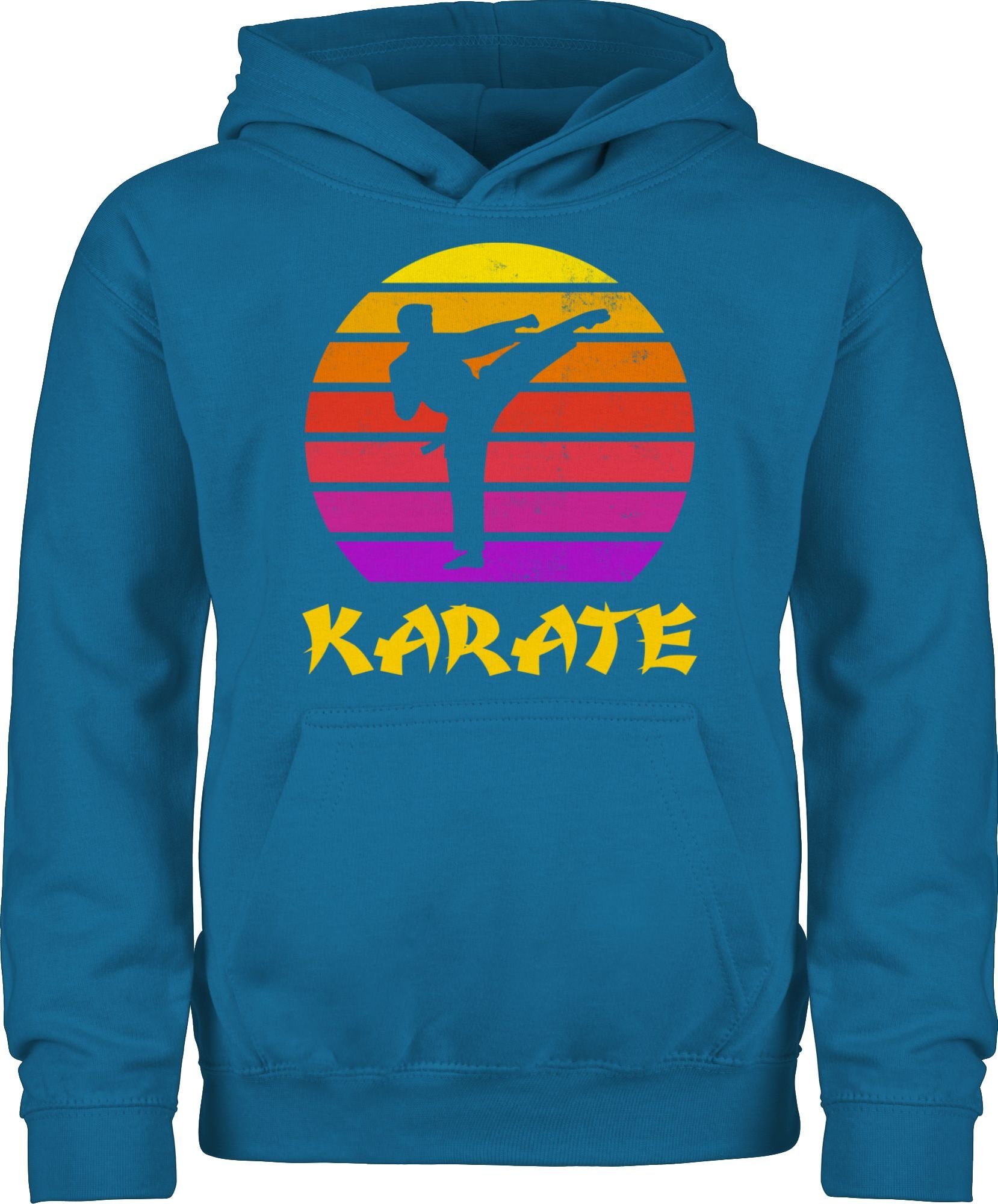 Shirtracer Hoodie Karate Retro Sonne Kinder Sport Kleidung 1 Himmelblau