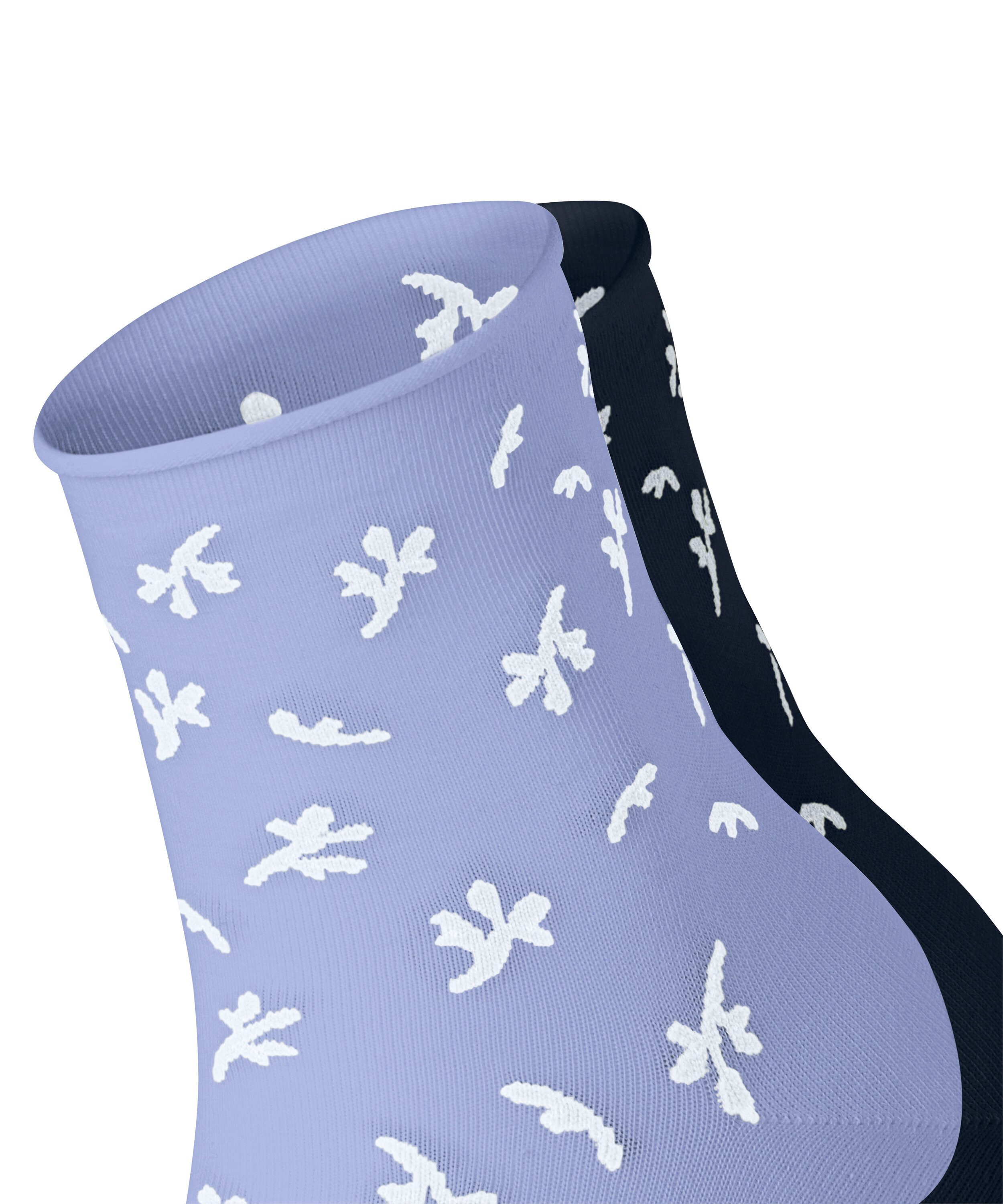 Esprit Kurzsocken Twig (2 Paar) mit kleinem Rollrand, florales Muster