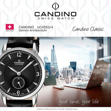 Candino Quarzuhr Candino Damenuhr Classic C4593/4, (Analoguhr), Damen Armbanduhr rund, Edelstahlarmband schwarz