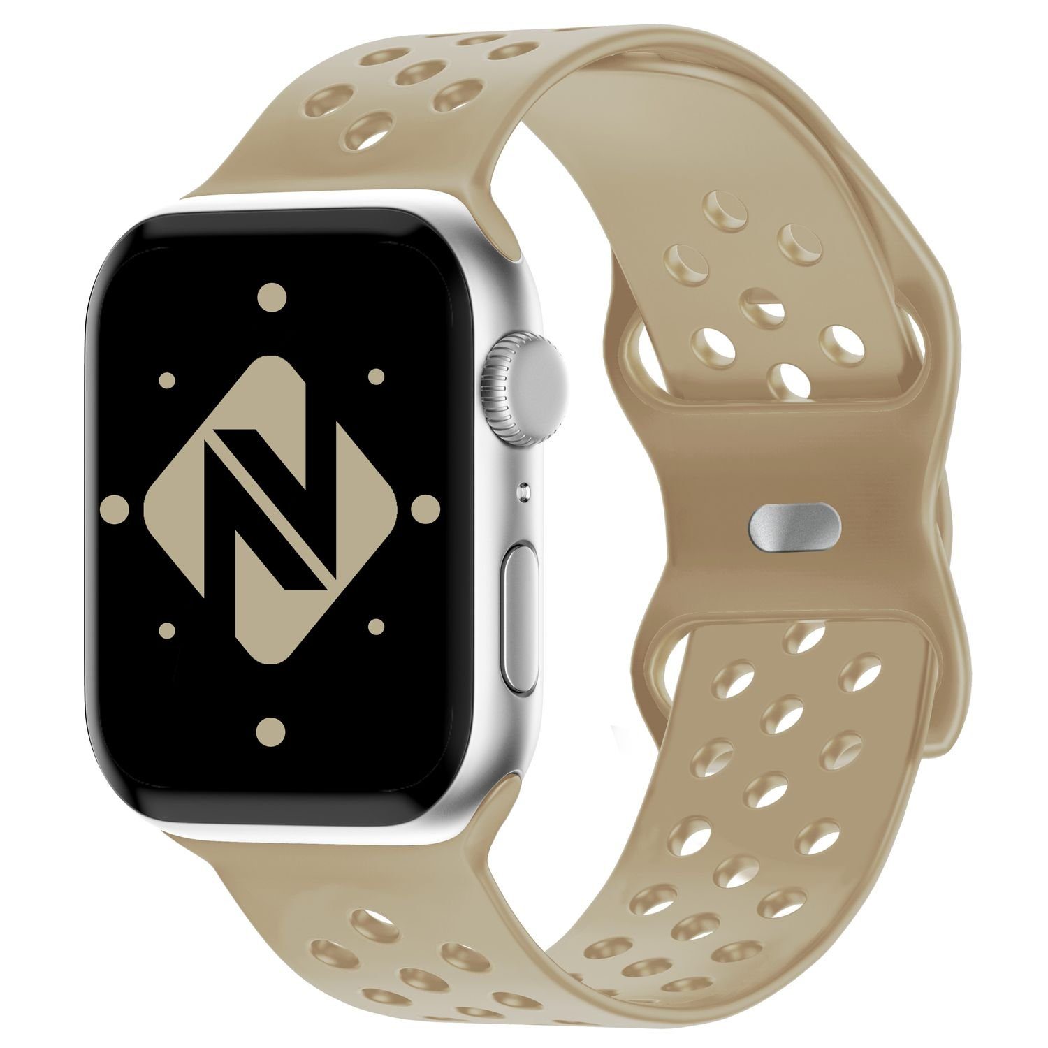 Apple Uhr Fitness / Smartwatch-Armband Beige / Atmungsaktiv 42mm/44mm/45mm/49mm, Ersatzband Watch Sport Nalia Gelochtes für Silikon