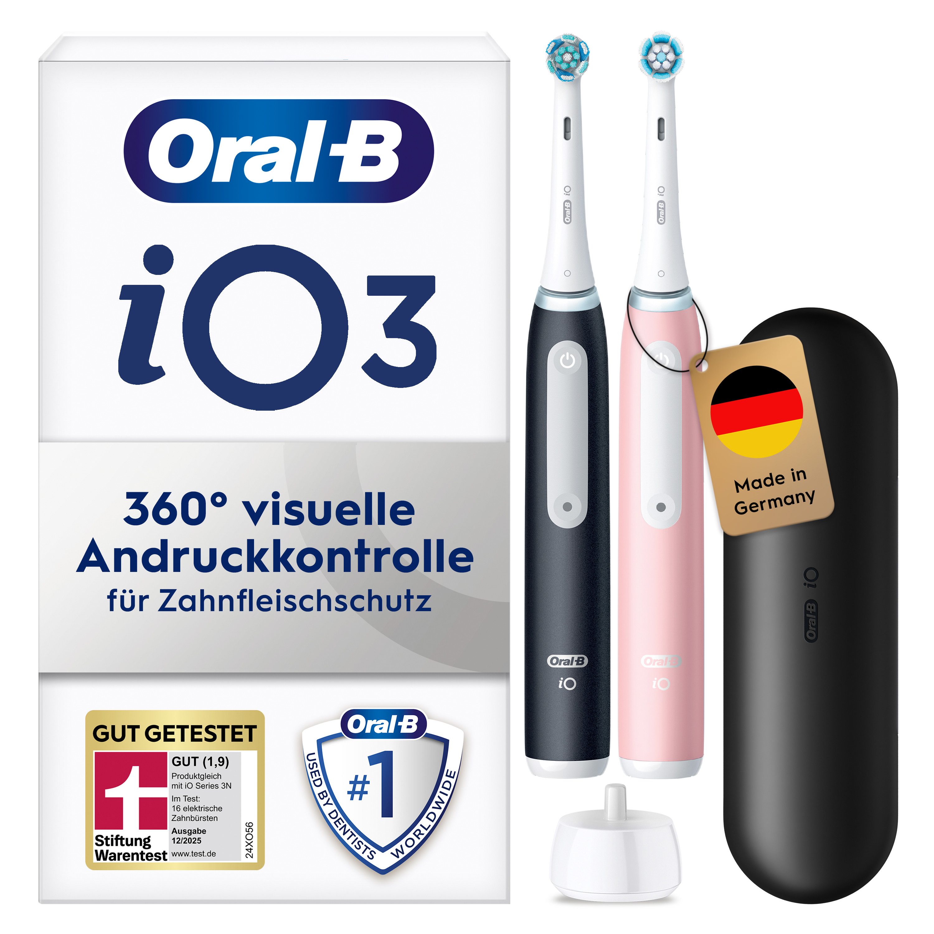 Oral-B Elektrische Zahnbürste iO Series 3 Doppelpack, Aufsteckbürsten: 2 St., Magnet-Technologie