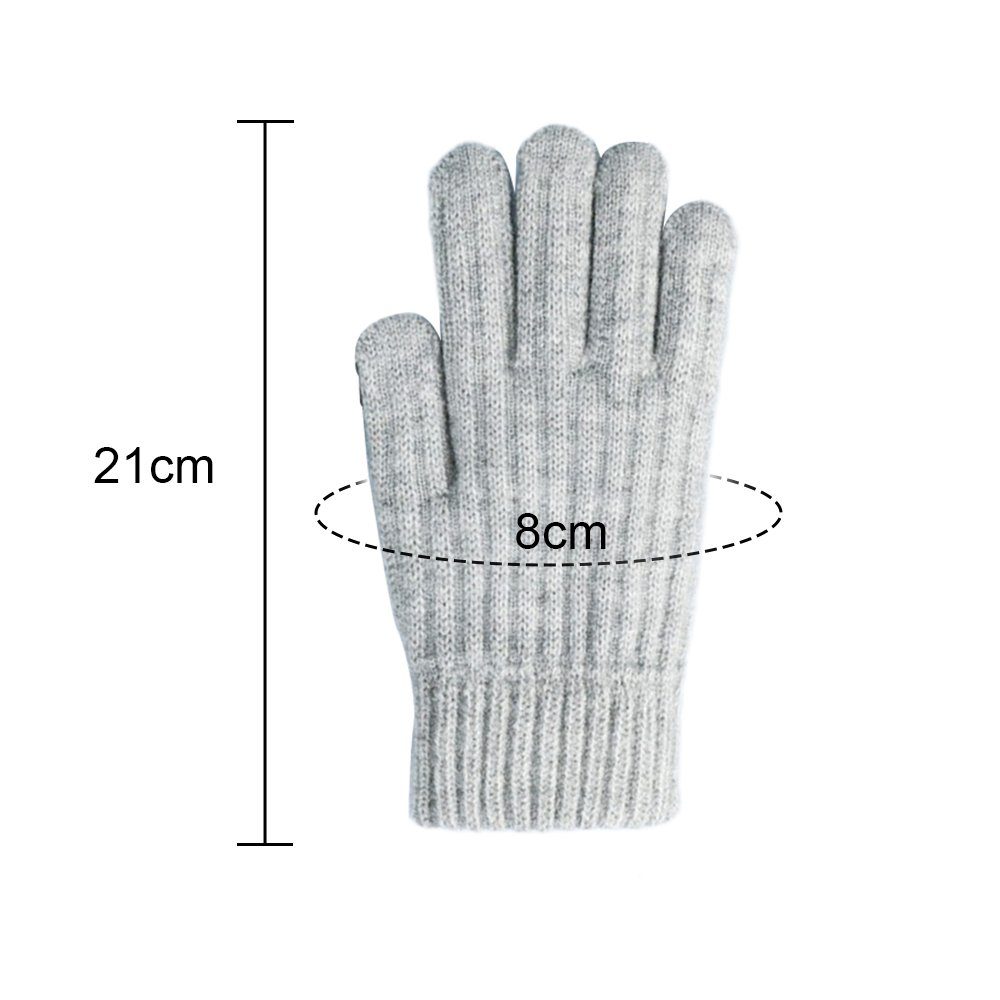 HOME Handschuhe, (Paar) Winterhandschuhe Strick LAPA Touchscreen Fleece Hohe Handschuhe Touchscreen/2 Strickhandschuhe Elastizität Rippstrick Handschuhe Hellgrau-3 Herren Fingerlos