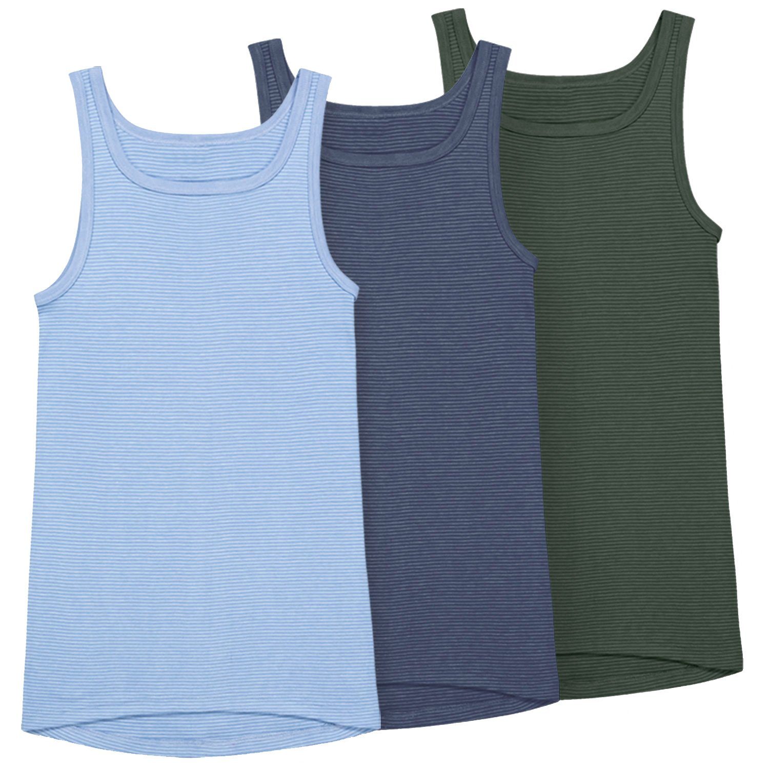 Jeans Stück) Unterhemd 3er 3 olive / Ammann 3-St., strapazierfähig / Pack hellblau dunkelblau im und (Mehrpack, pflegeleicht