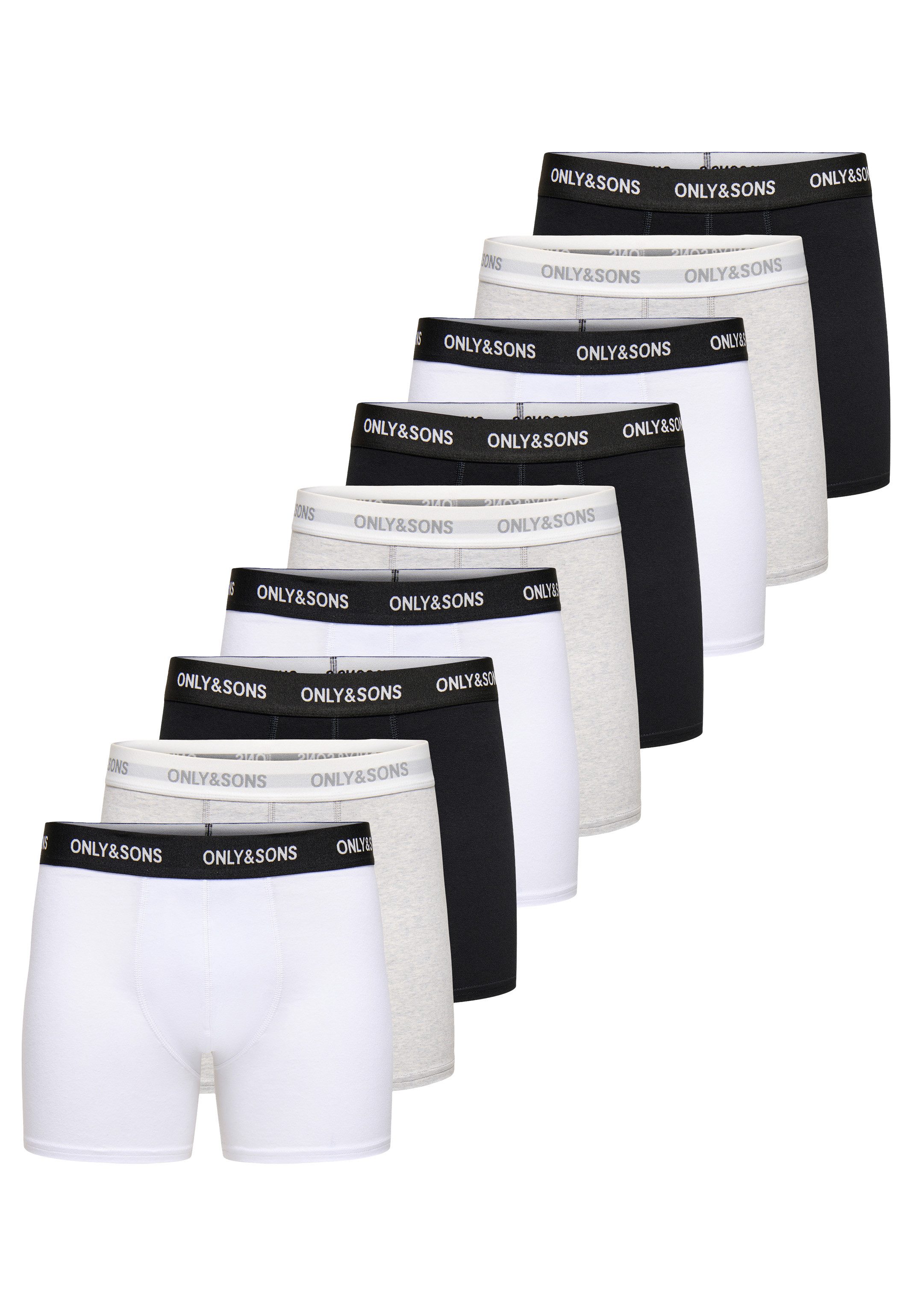 ONLY & SONS Retro Boxer 9er Pack Basic (Spar-Set, 9-St) Retro Short / Pant - Baumwolle - ohne Eingriff - Blickdicht
