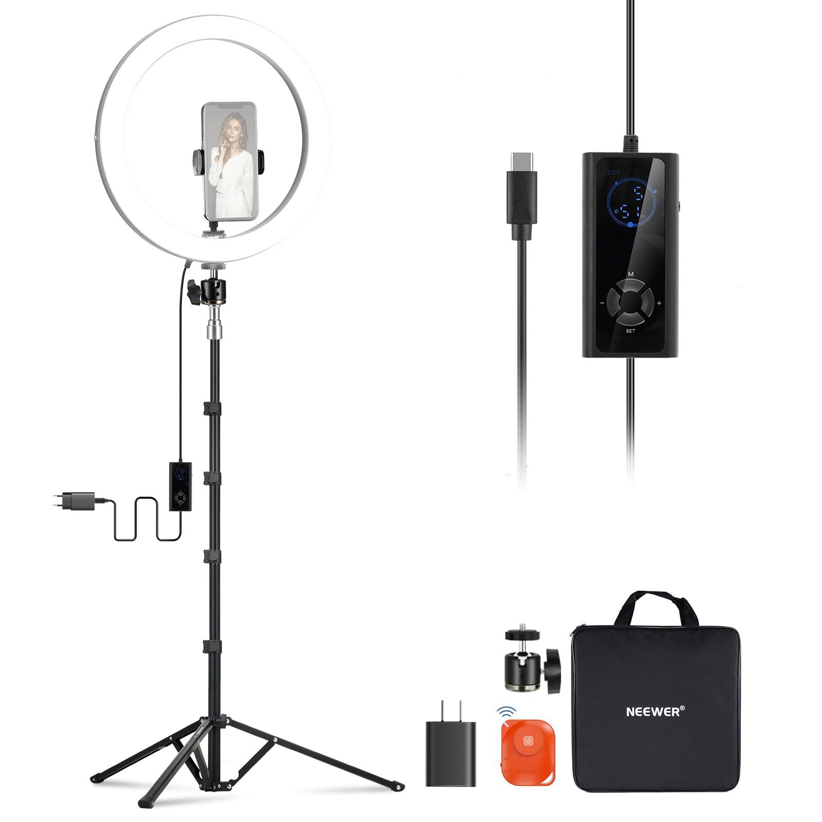 Neewer Ringlicht RH12B 30cm LED Ringlicht, 24W, Bicolor 2900K-7000K, USB-C, CRI97+