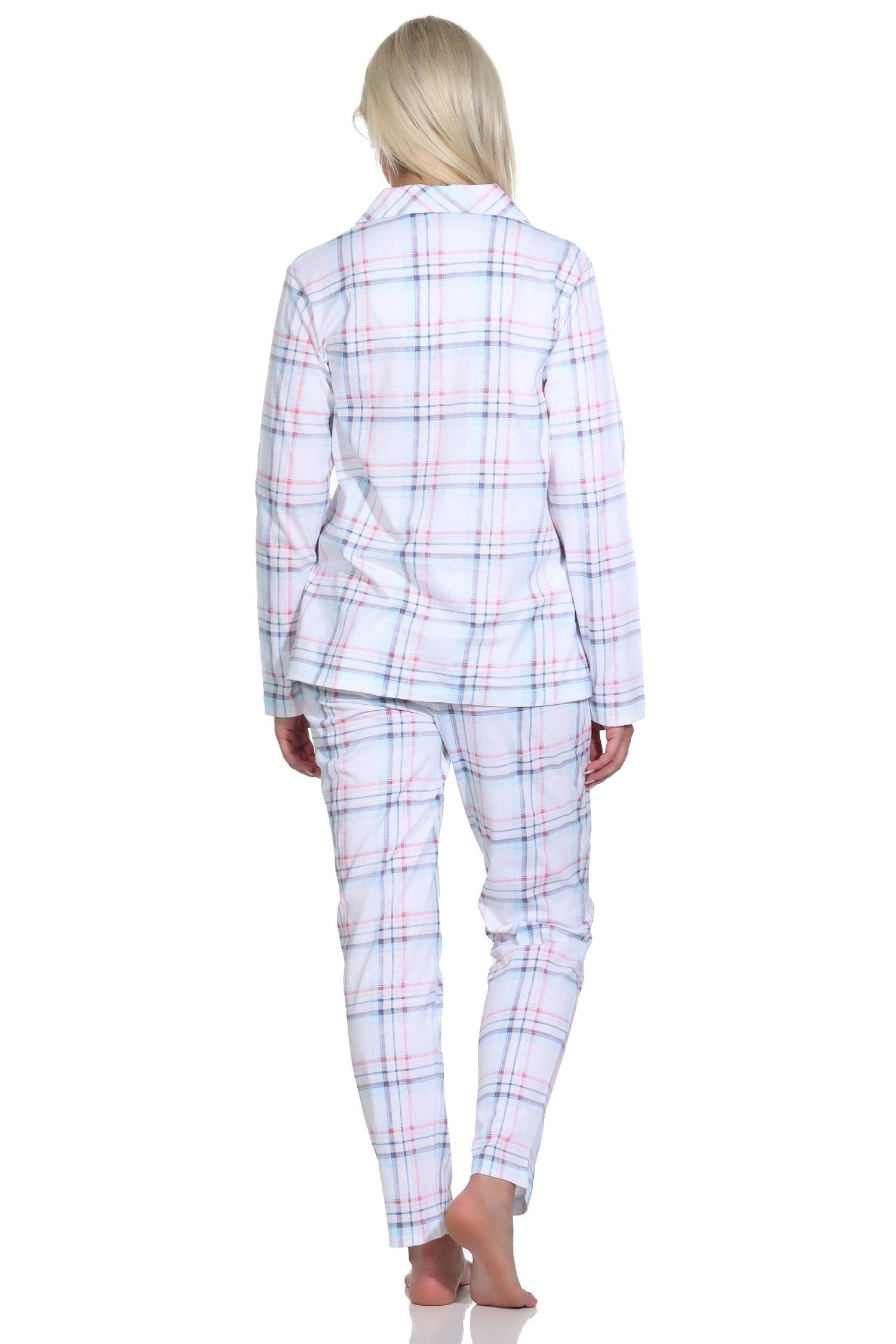 durchknöpfen zum Optik Normann Pyjama Single Jersey in Damen aus Karo Pyjama