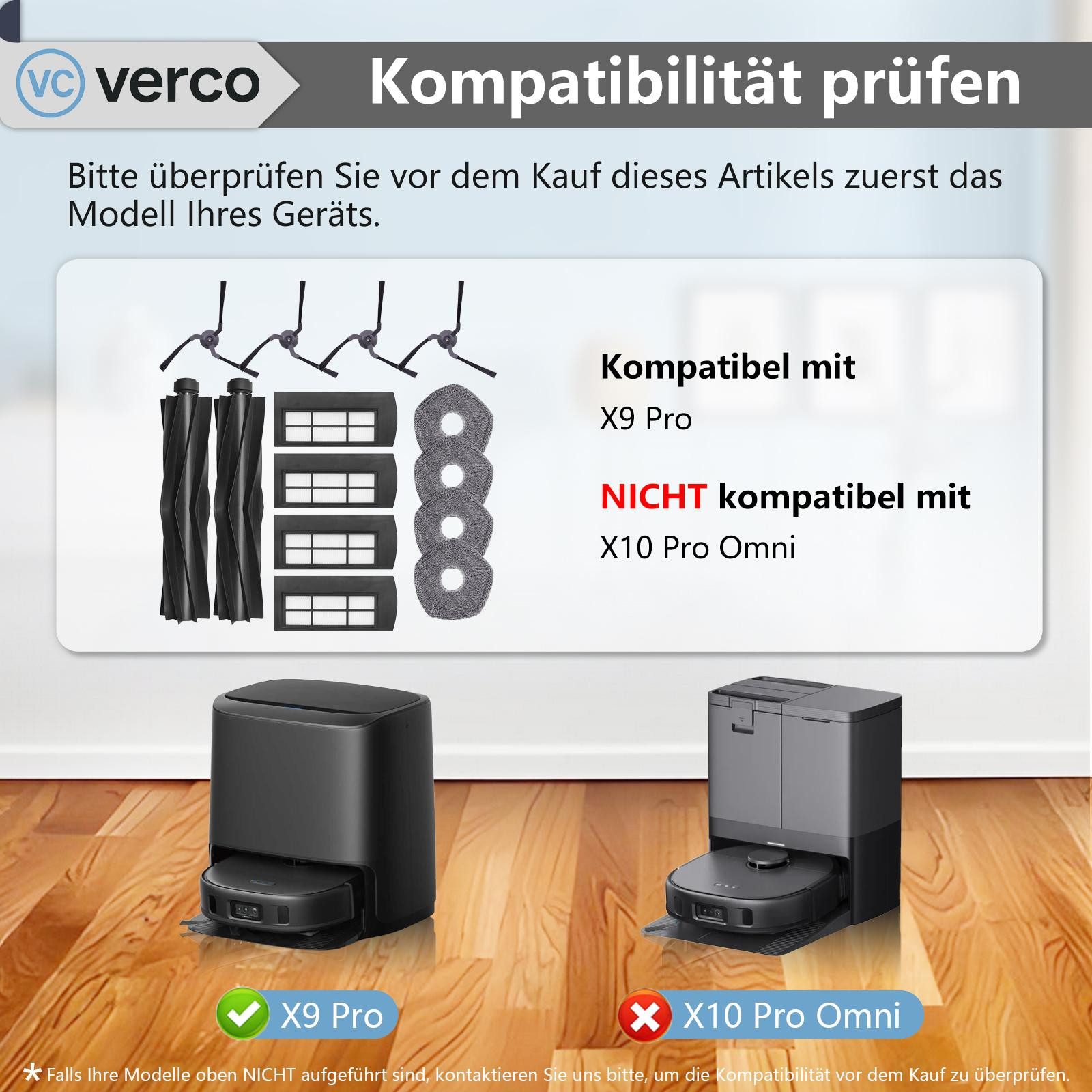 VERCO Reinigungsbürsten-Set Reinigungskit für Eufy, Für Eufy X9 Pro, (14-tlg), Ersatz Teile Set Wartungskit Filter Seitenbürste Zubehör Bürste