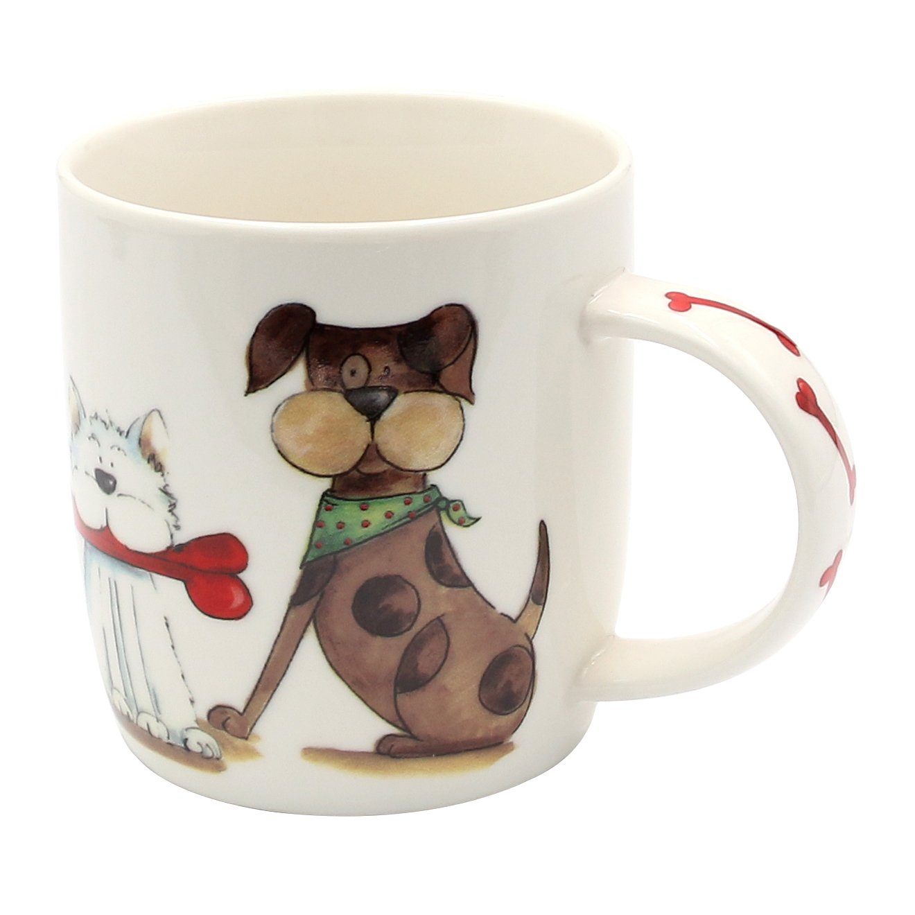Dekohelden24 Tasse Kaffeebecher Kaffeetasse aus Porzellan Hunde / Katze, Porzellan braun