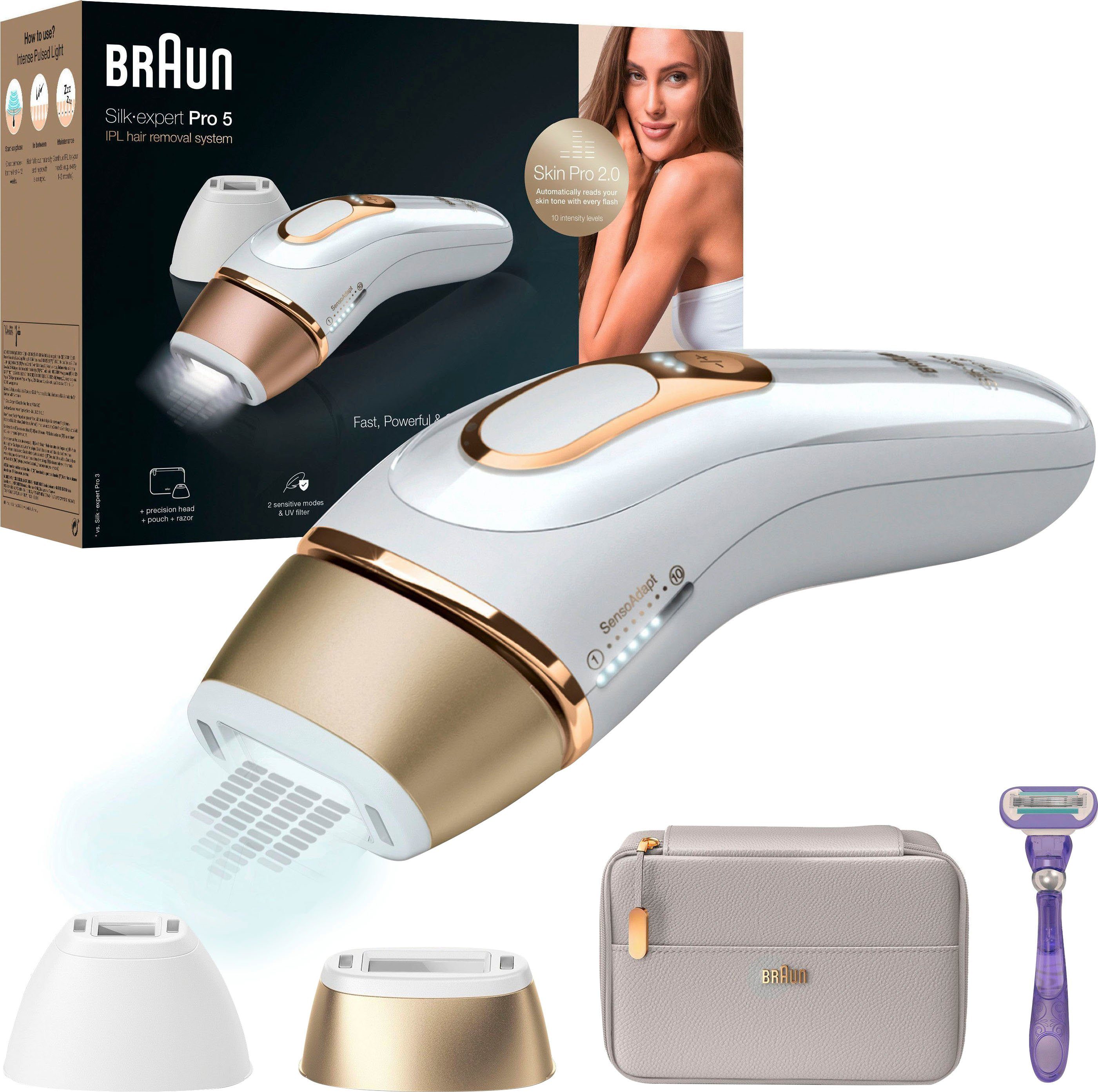 400.000 5 Silk-Expert IPL-Haarentferner IPL, 2.0 Skin Braun Pro Sensor Lichtimpulse, Pro PL5157