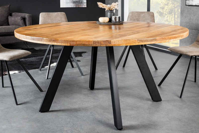 riess-ambiente Esstisch IRON CRAFT 145cm natur / schwarz (Einzelartikel, 1-St), Küche · Mango-Massivholz · Metall · rund · Industrial Design