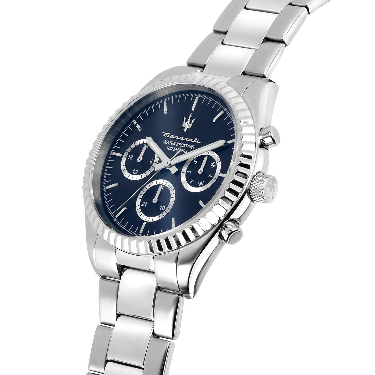 MASERATI Multifunktionsuhr Maserati Herren Multifunktion, (Multifunktionsuhr), Herrenuhr rund, groß (ca. 51,5x43mm) Edelstahlarmband, Made-In Italy