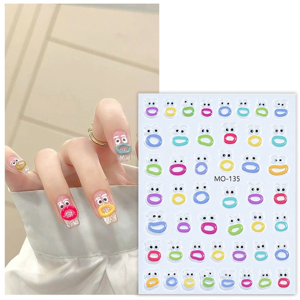 Nail mo135 Face Art, Blusmart Funny Nail DIY Jelly Aufkleber Nail Sticker Modische Nageldesign Natürliche Zubehör