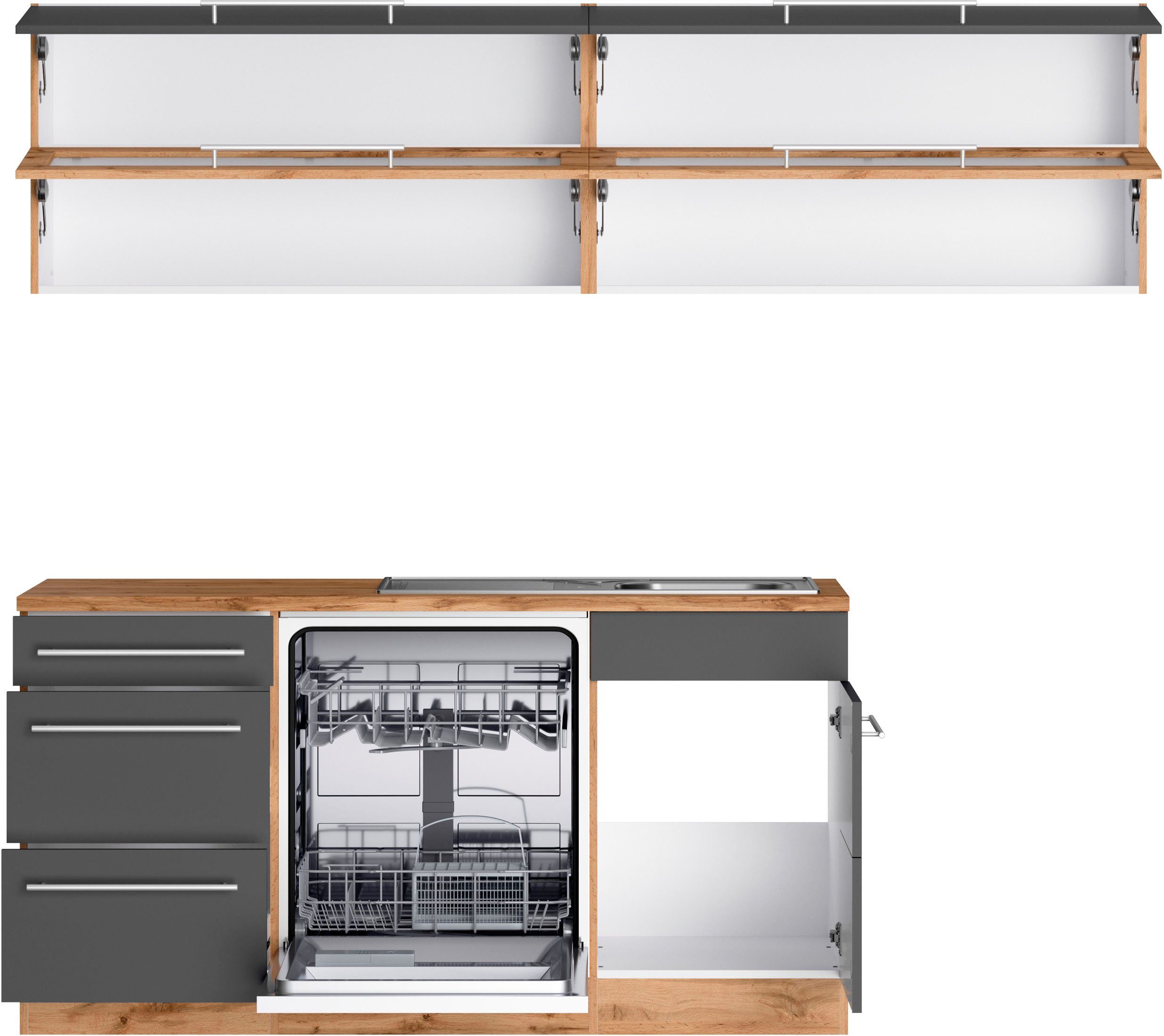 KOCHSTATION Winkelküche KS-Wien, Stellbreite 220 x 250 cm, wahlweise mit E-Geräten